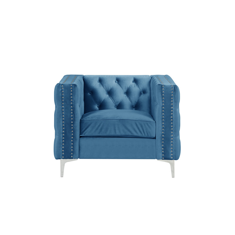 Velvet Armchair, Navy Blue Velvet