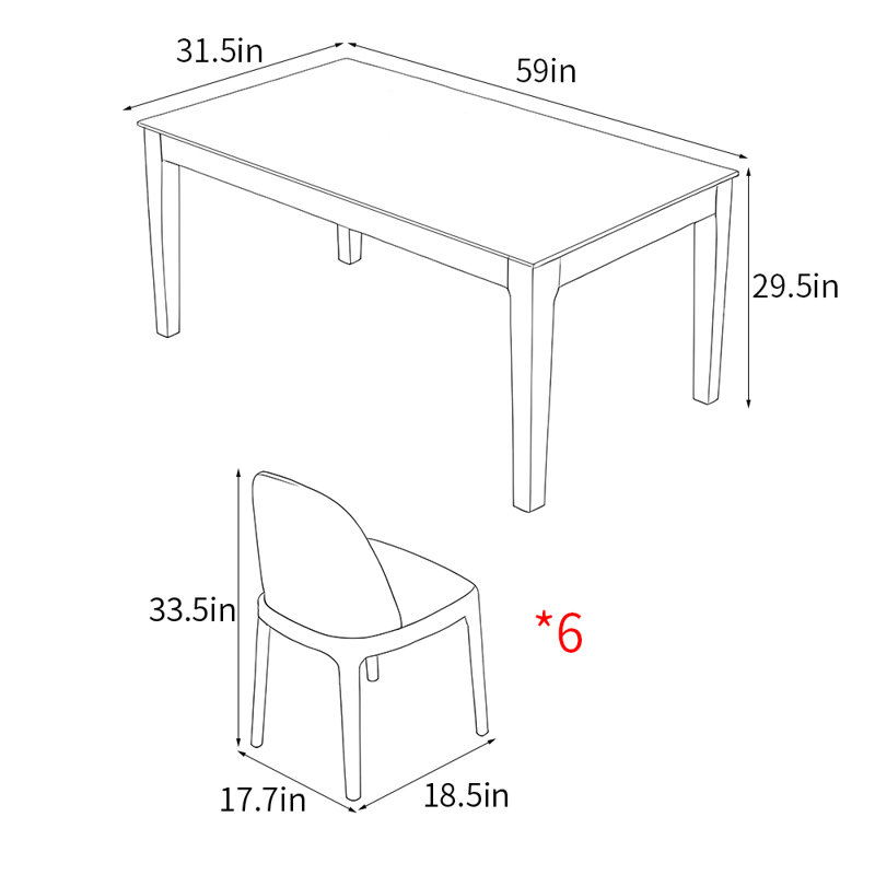 Ensemble de table de salle à manger simple et moderne, H 29,5 po x L 59 po x l 31,5 po