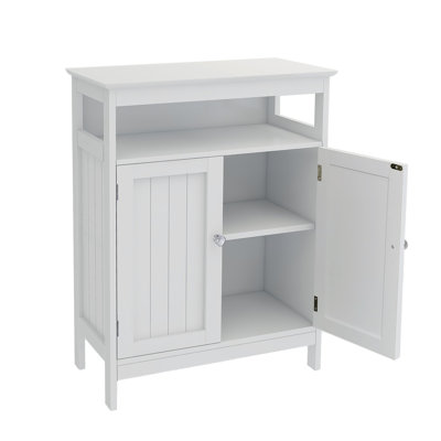 Armoire de salle de bain pour salle de bain - blanc, portes à double volet, solide, peinte, rangement généreux, peinture simple à assembler, abondante à assembler