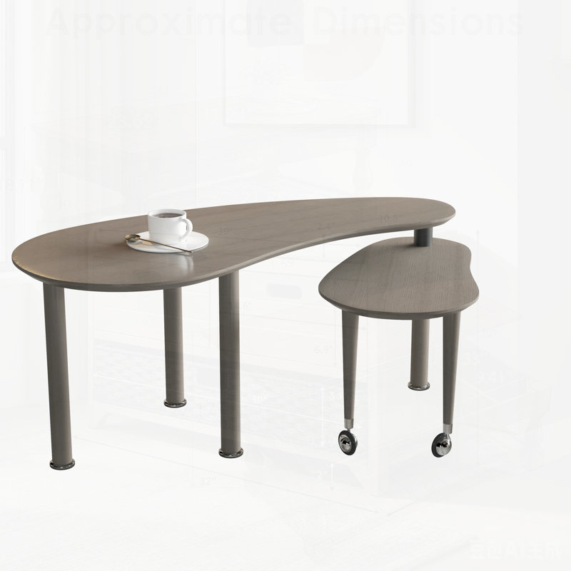 Table basse rotative contemporaine avec pieds en bois d'hévéa massif, table basse rotative à 360 degrés pour le salon et la chambre à coucher