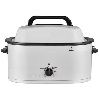 Electric Roaster Oven, 26 Qt, Turkey Roasting Pan, White, 1450W Power, Self-Basting Lid with Viewing Window, 150-450°F Adjustable Heat, Countertop Cooker with Defrost/Warm Functions, Removable Pan and Rack