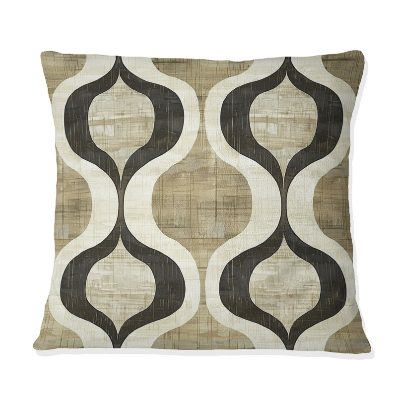 Coussin Beige noir Mid-Century Reto Trellis - Mid-Century, H 18 po x l 18 po
