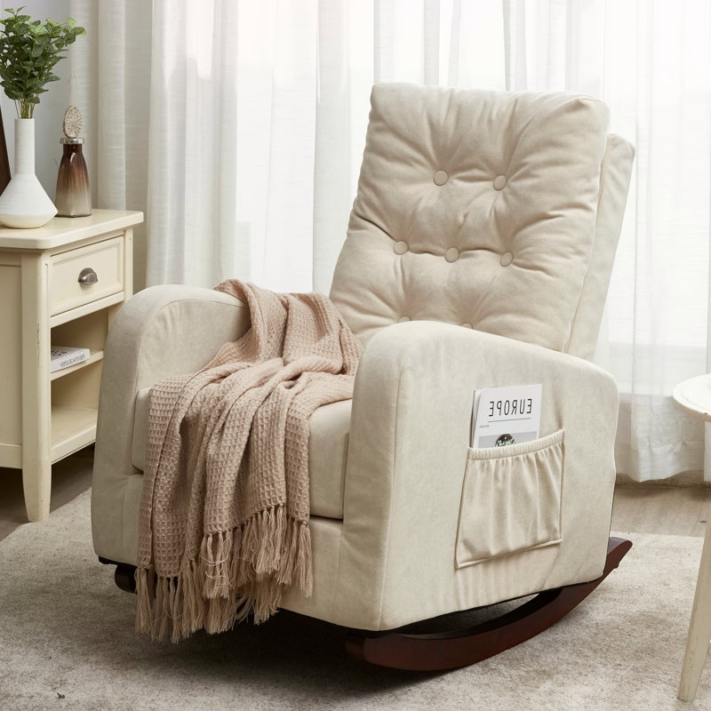 Fauteuil inclinable simple avec dossier réglable et poches latérales, parfait pour les balcons et les salles de tatamis