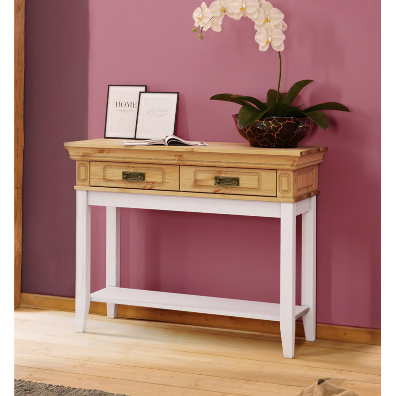 Brionna 96cm Solid Wood Console Table, White, Brown