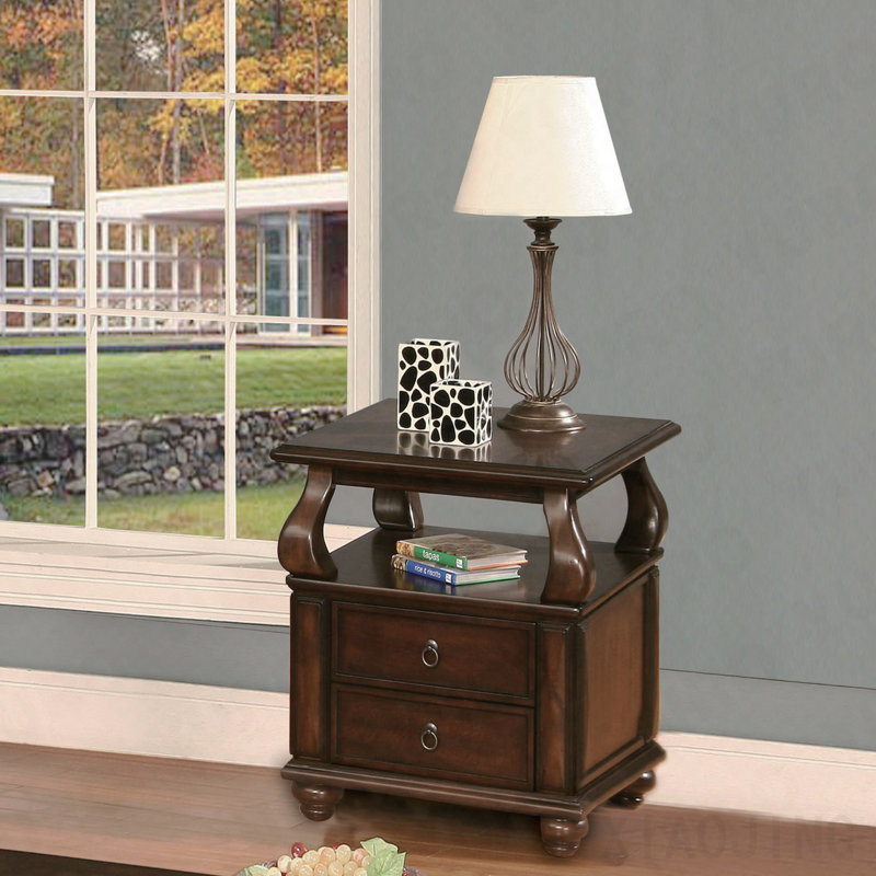 Walnut 2-Drawer End Table
