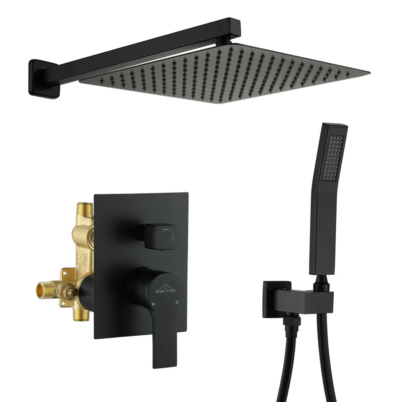 Matte Black Dual Shower Head with Handheld and Rain Spray