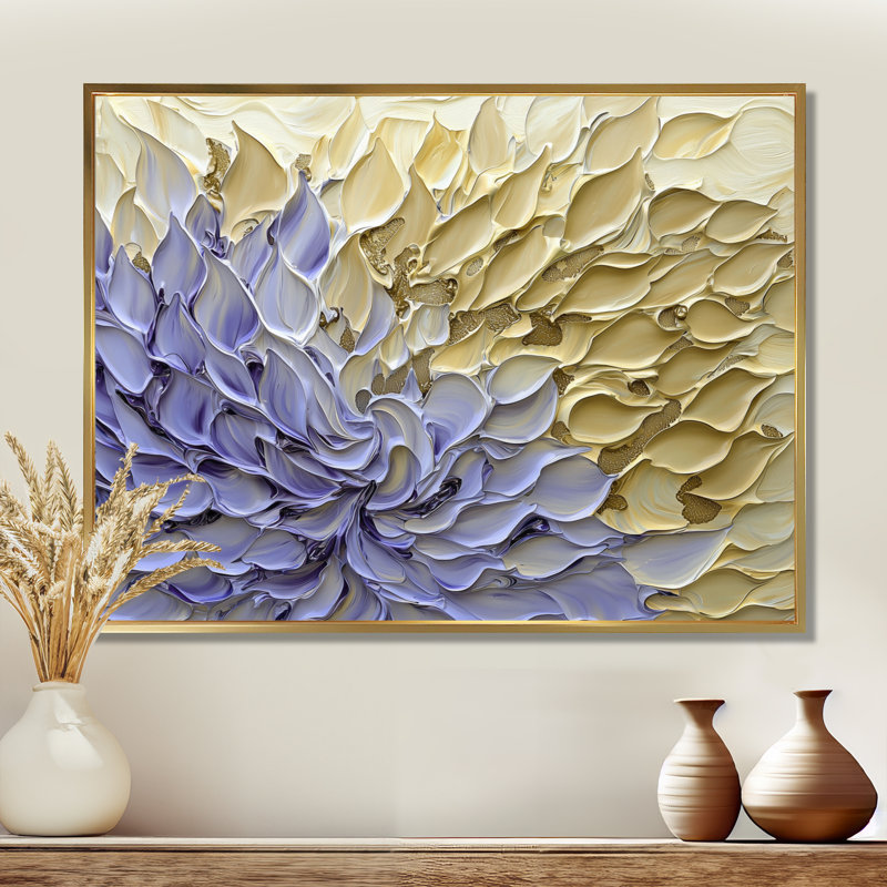 Impression sur toile «Purple Pathway Of Flower Petals I - Abstract Botanicals», H 12 po x l 20 po, Gold