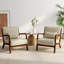 Jyrin 25.8" Wide Mid Century Upholstered Faux Leather Solid Wood Accent Chair with an Extra Pillow-1878235847-1878235846