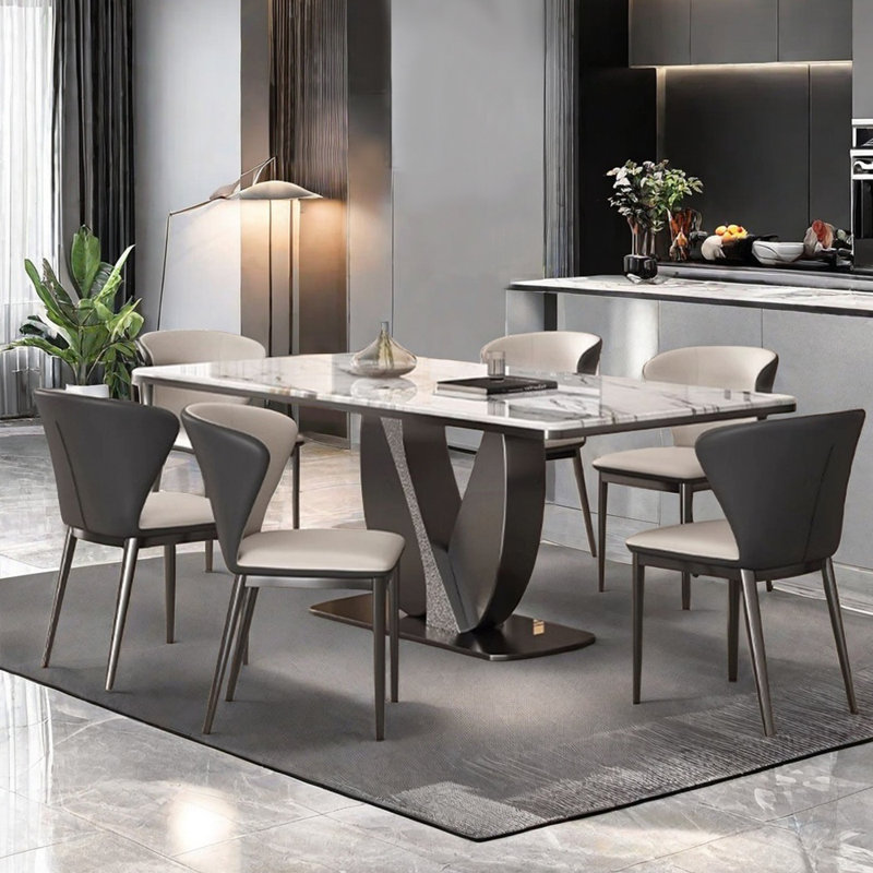 Italian style simple rectangular dining table sets, 29.5''H x 55.1''L x 31.5''W 