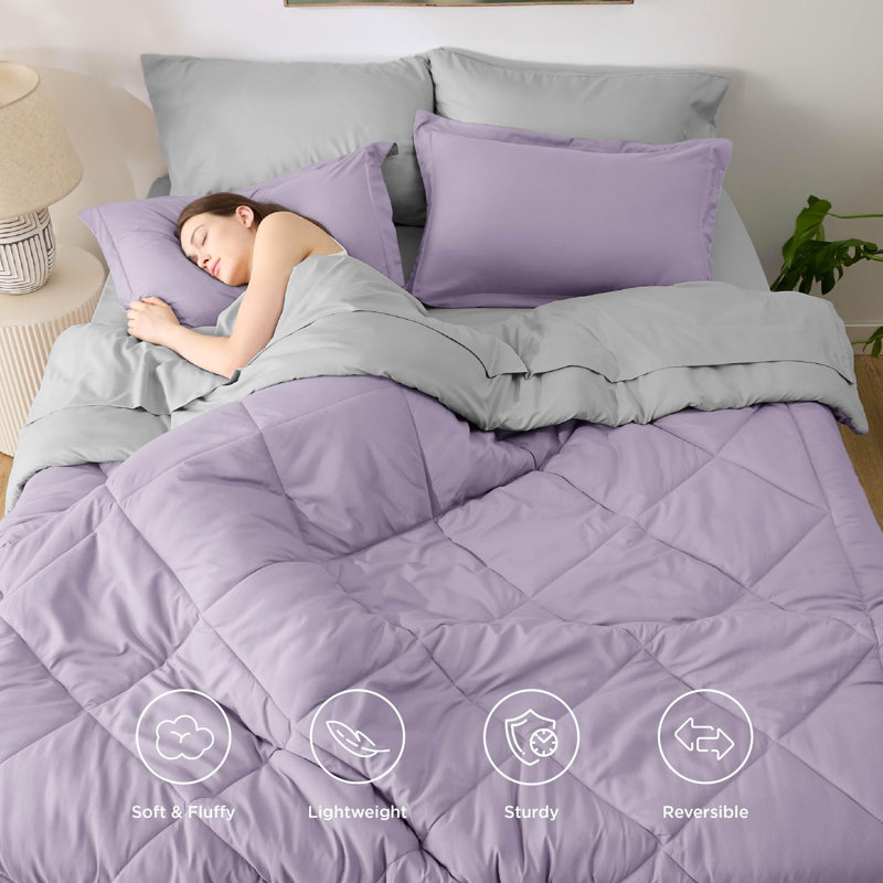 Best Seller Bedsure Comforter Set Reversible Bedding for All Seasons-89GSM, Full Comforter + 4 Additional Pieces