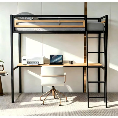 Duncan LED Twin Loft Bed with Desk