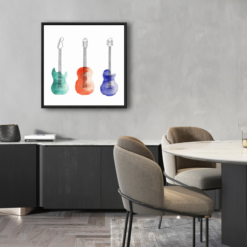 Three Guitars Canvas Art | Musical Home Decor Framed Print