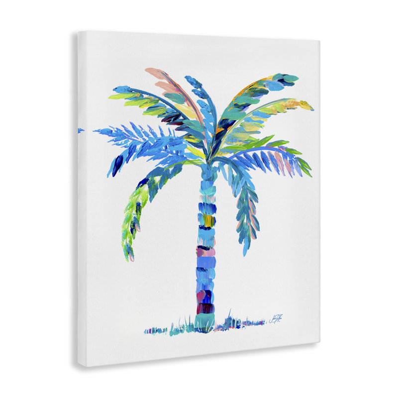 "Bold Blue Palm Tree", art mural par Julie DeRice, H 30 po x l 24 po