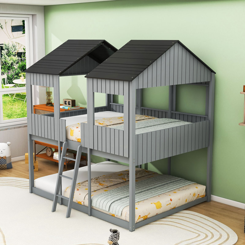 Gabryle Kids Full Over Full Bunk Bed, Antique Gray