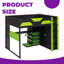 Lit mezzanine double pleine grandeur avec bureau et rangement RVB - Poste de travail réglable, charge USB, tablettes et garde-robe pour enfants-1987204316