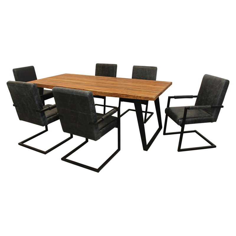 6 - Person Double Pedestal Dining Set, Antique Black