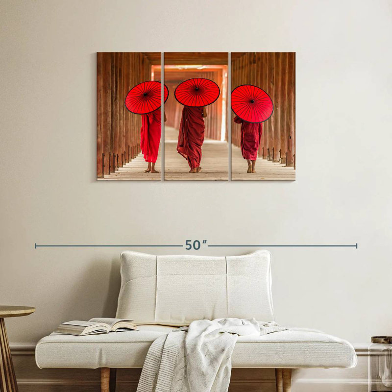 Adella Three Buddhist Monks, 24" H x 38" W