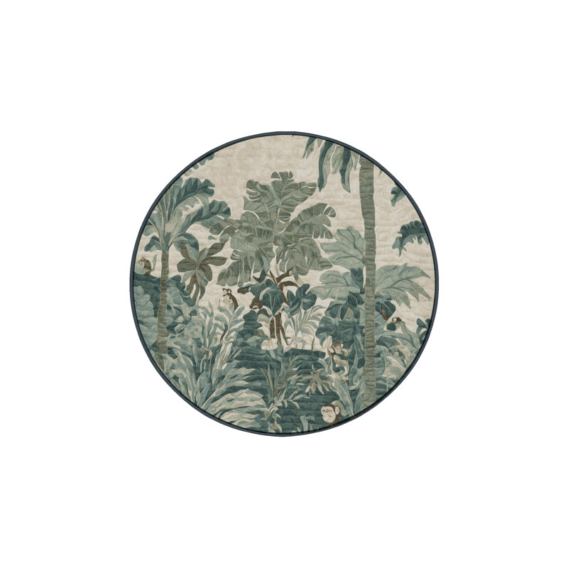Tapis gris soyeux et moelleux, Rond 5 pi