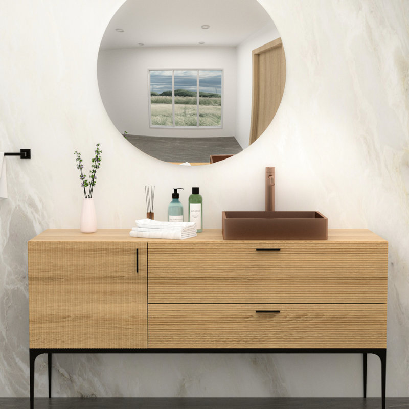 Lavabo pour salle de bain en or rose 19 po x 15 po Hegeman - Rehausse l'élégance de l'acier inoxydable