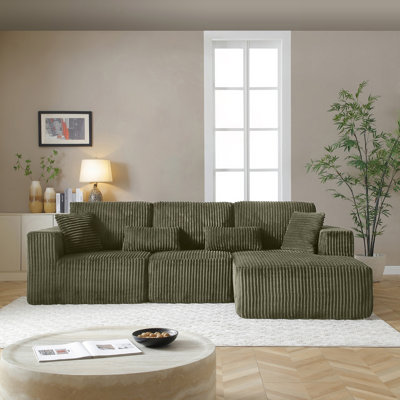 Canapé modulaire en forme de L 109 po avec siège profond et installation sans assemblage