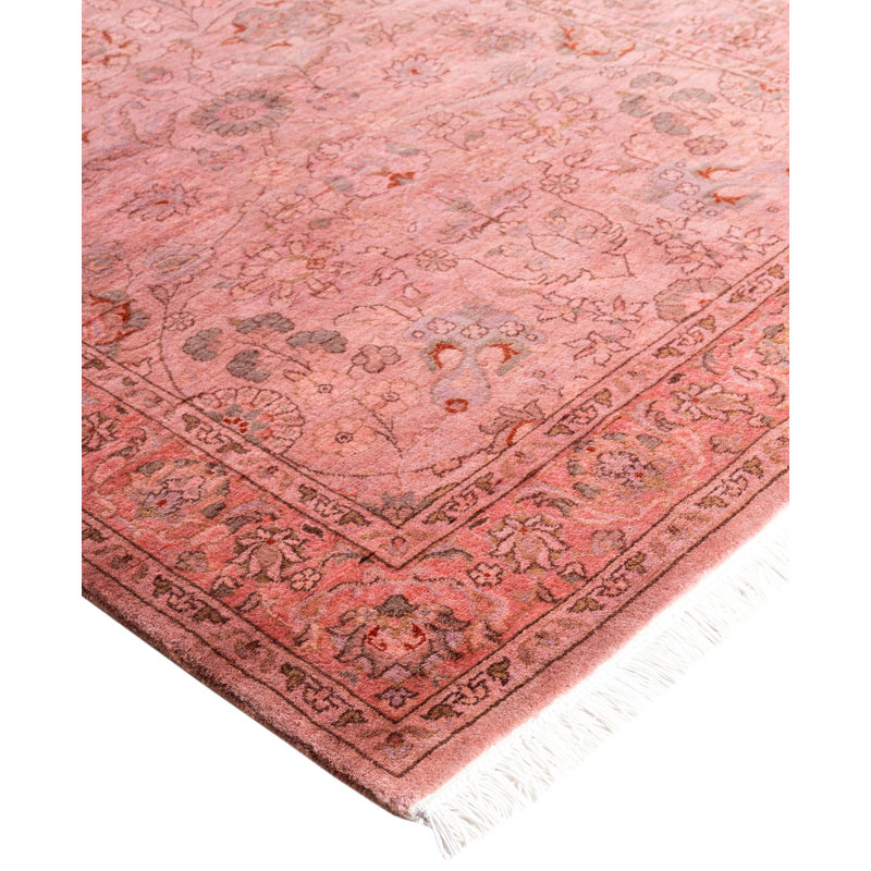 Overdyed Hand-Knotted Wool Modern-Contemporary Pink Area Rug 3' 2" x 5' 5"