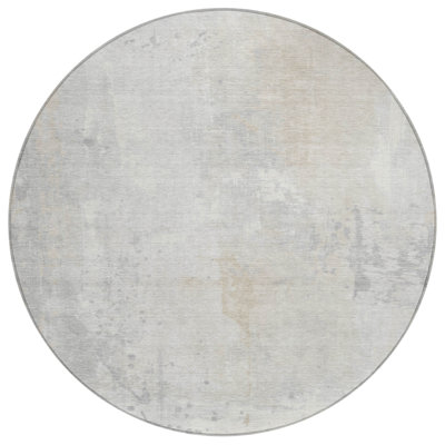 Machine Washable Indoor/Outdoor Xhevrie Ivory Rug