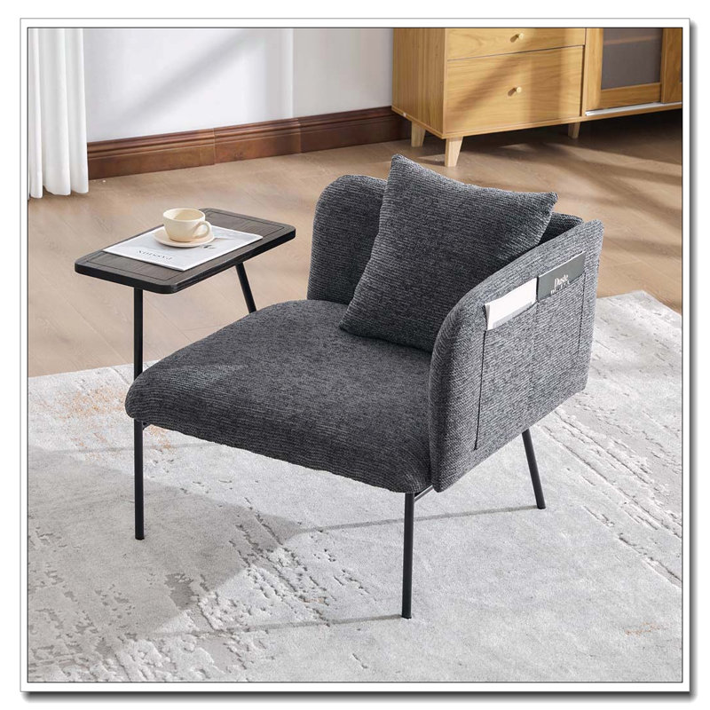Fauteuil de détente Lounge avec petite table et coussin de dossier, Kaki
