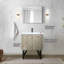 30 po De salle de bain rustique avec comptoir en quartz blanc, robinet en métal et miroir incandescent de 28 po