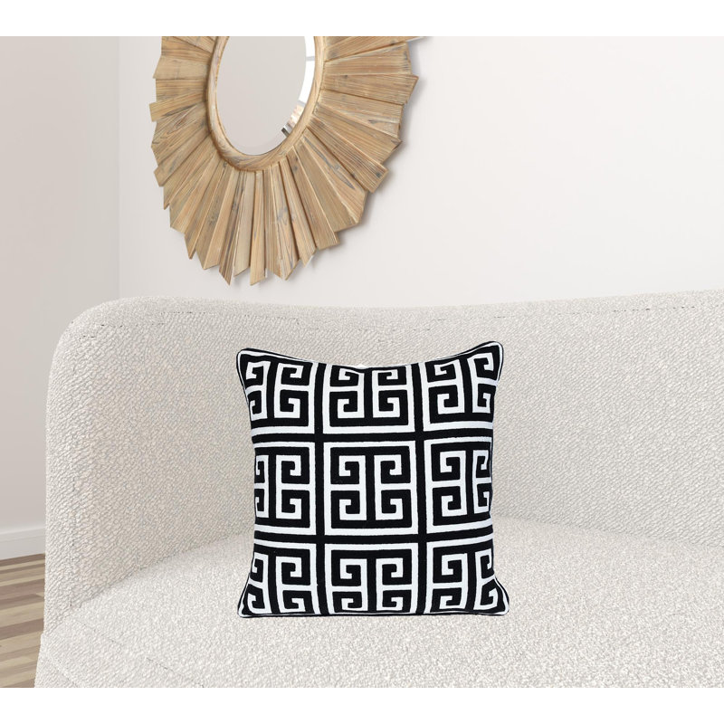 Black 100% Cotton Interlocking Zippered Pillow