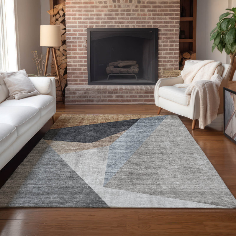 Karsyn Washable Abstract Indoor / Outdoor Rug, Rectangle 10' x 14'