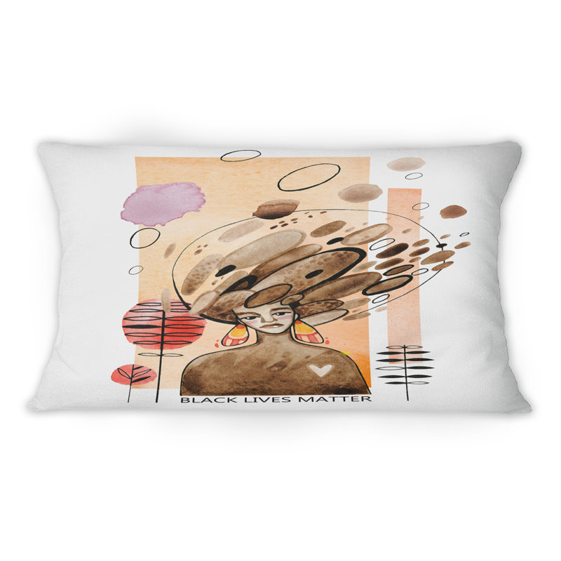 Fille afro-américaine dans un style futuriste moderne - Coussin décoratif imprimé Americana 1