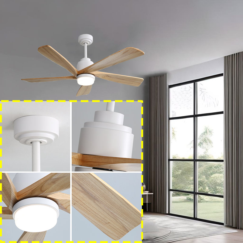 Lyam 52'' Ceiling Fan with LED Lights, Natural Wood
