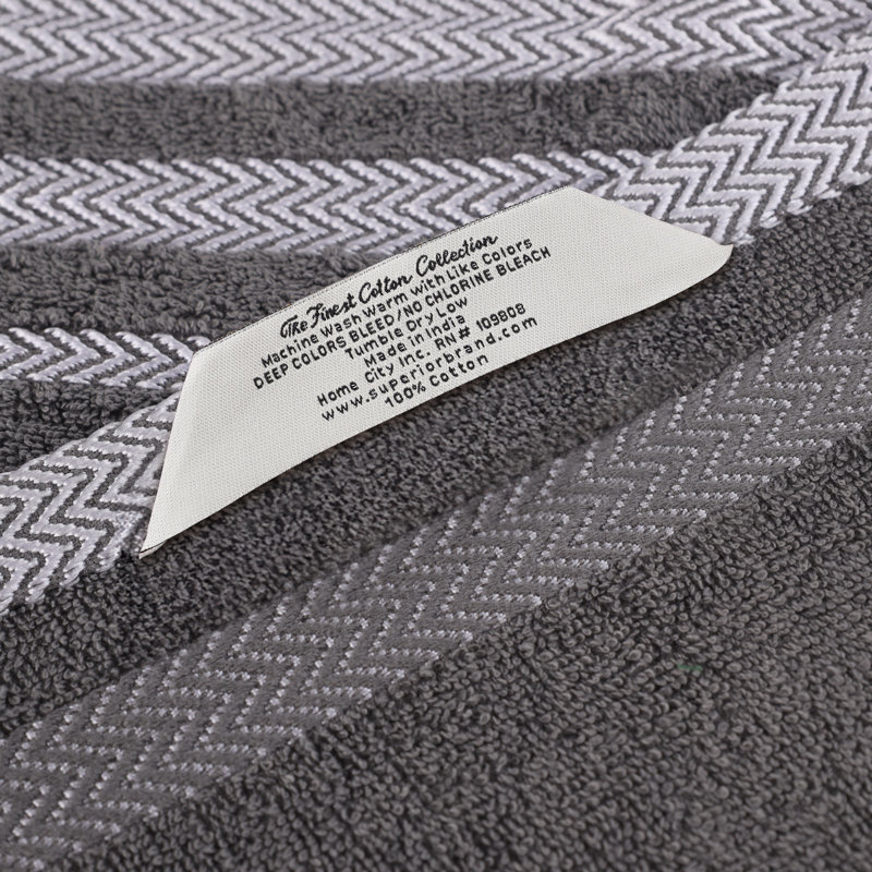 Gracieuse Zero Twist Cotton Solid Dobby Border Plush Soft Absorbent Face Towel/Washcloth, Grey