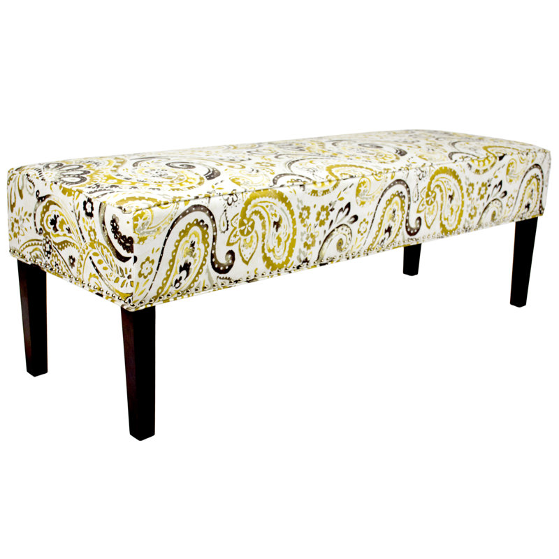 Idell Cotton Upholstered Bench, Gold/White/ Floral