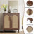 59" Rattan Dark Brown Wood Yellow Sideboard Buffet Cabinet (Set Of 2)