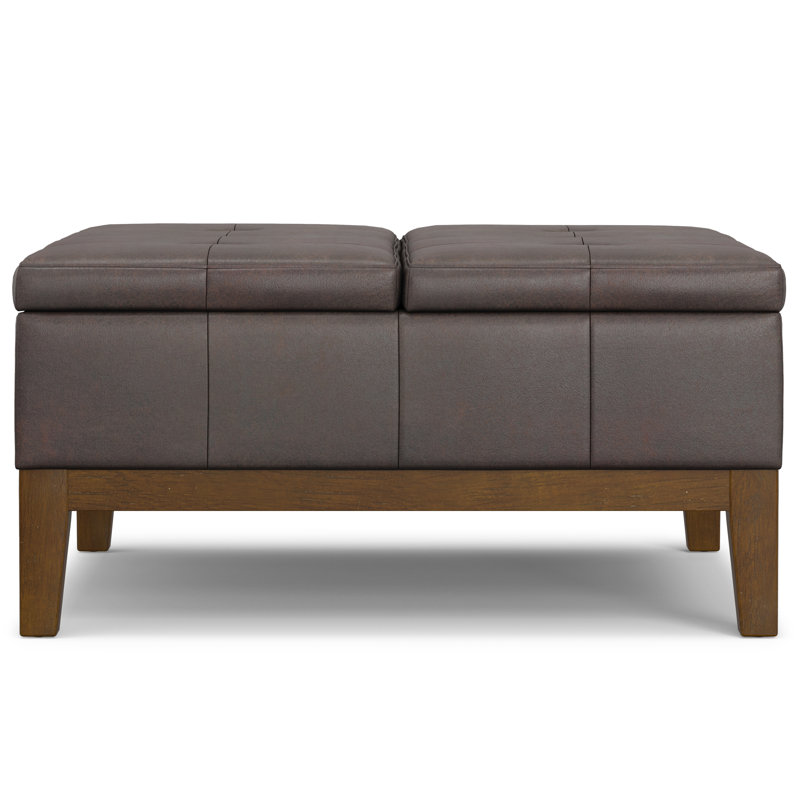 Repose-pieds rembourré avec rangement capitonné Dover, Marron foncé