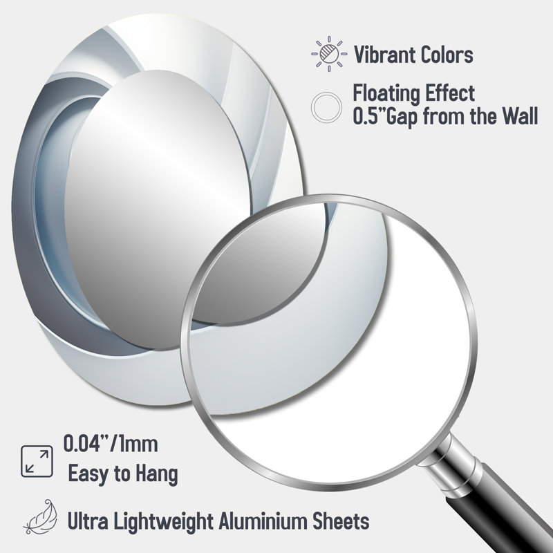 Miroir mural blanc en forme d'orbite blanche, 40 po x 30 po