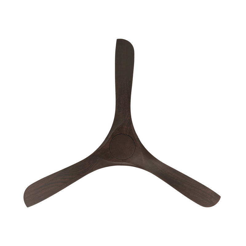 Ventilateur de plafond intelligent à 3 pales en bois naturel Carve avec télécommande incluse, Noir mat, Non, Noyer foncé