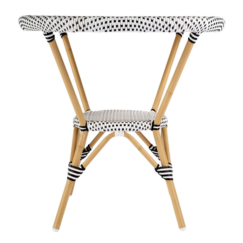 Tobias Outdoor Rattan Round Bistro Table, Black/White
