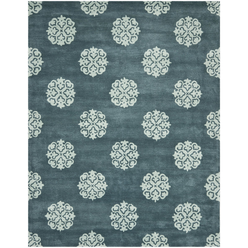 Steve Hand Tufted Wool Damask Rug, Rectangle 9'6" x 13'6"