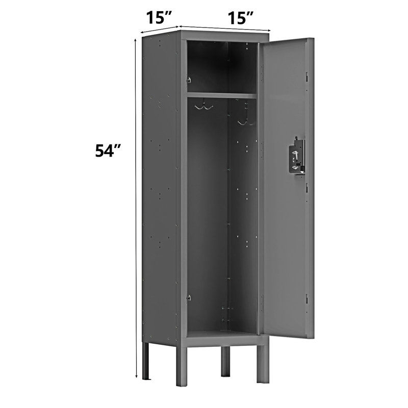 1 Door Tall Single Metal Locker-Retro Style Storage Cabinet, Entryway Cabinet, Gray
