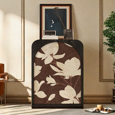 Retro Three-Drawer Single-Door Accent Cabinet