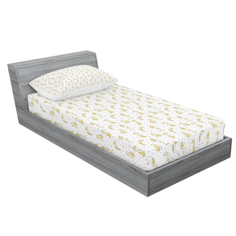 Microfiber Patterned Fitted Sheet, Twin Fitted Sheet with 1 Pillowcase