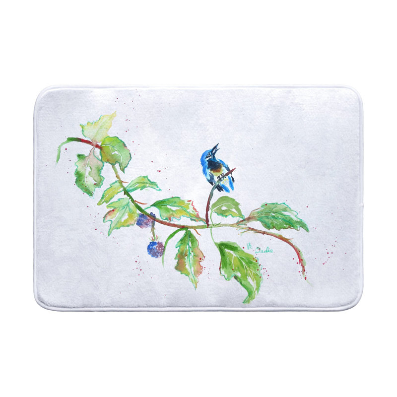 Tapis de bain oiseaux et mûres, L 36 po x l 24 po