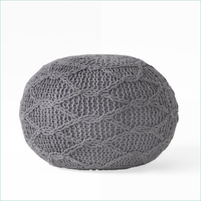 20 x 20 Inch Handcrafted Knitted Pouf Bean Bag Chair, Cozy Extra Seat for Home | Round | Cotton