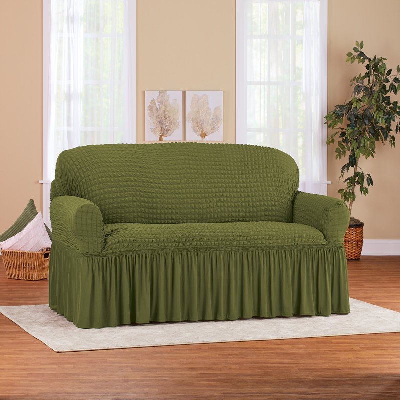 Housse pour canapé à coussins carrés texturés, Vert, 2.36" H x 90"W x 90"D