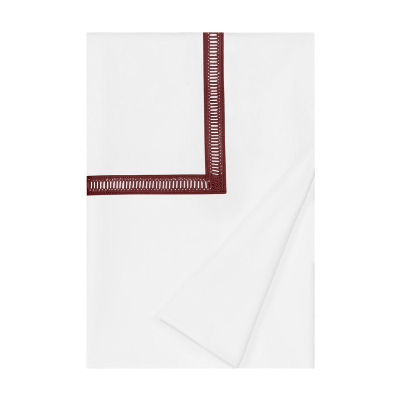 Doric Duvet Cover, White/Burgundy, King Duvet Cover