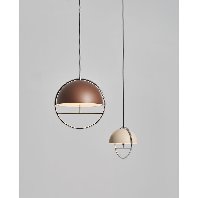Huan 1 - Light Pendant, 9.1" H x 8.9" W x 7.9" D, Oatmeal, Chrome