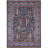 Breedlove Traditional Machine Woven Flatweave Navy and Blue Area Rug with Non Skid Backing