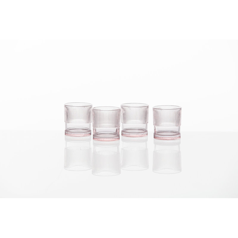 Fortessa Noho Glass, 9.85 Oz. Double Old Fashioned (Set of 4), Blue, Pink, 9.85